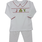Boy Christmas Joy Classics Smock Pants Set - Sugar Babies Children's Boutique/Meg's Shoppe