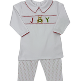 Boy Christmas Joy Classics Smock Pants Set - Sugar Babies Children's Boutique/Meg's Shoppe