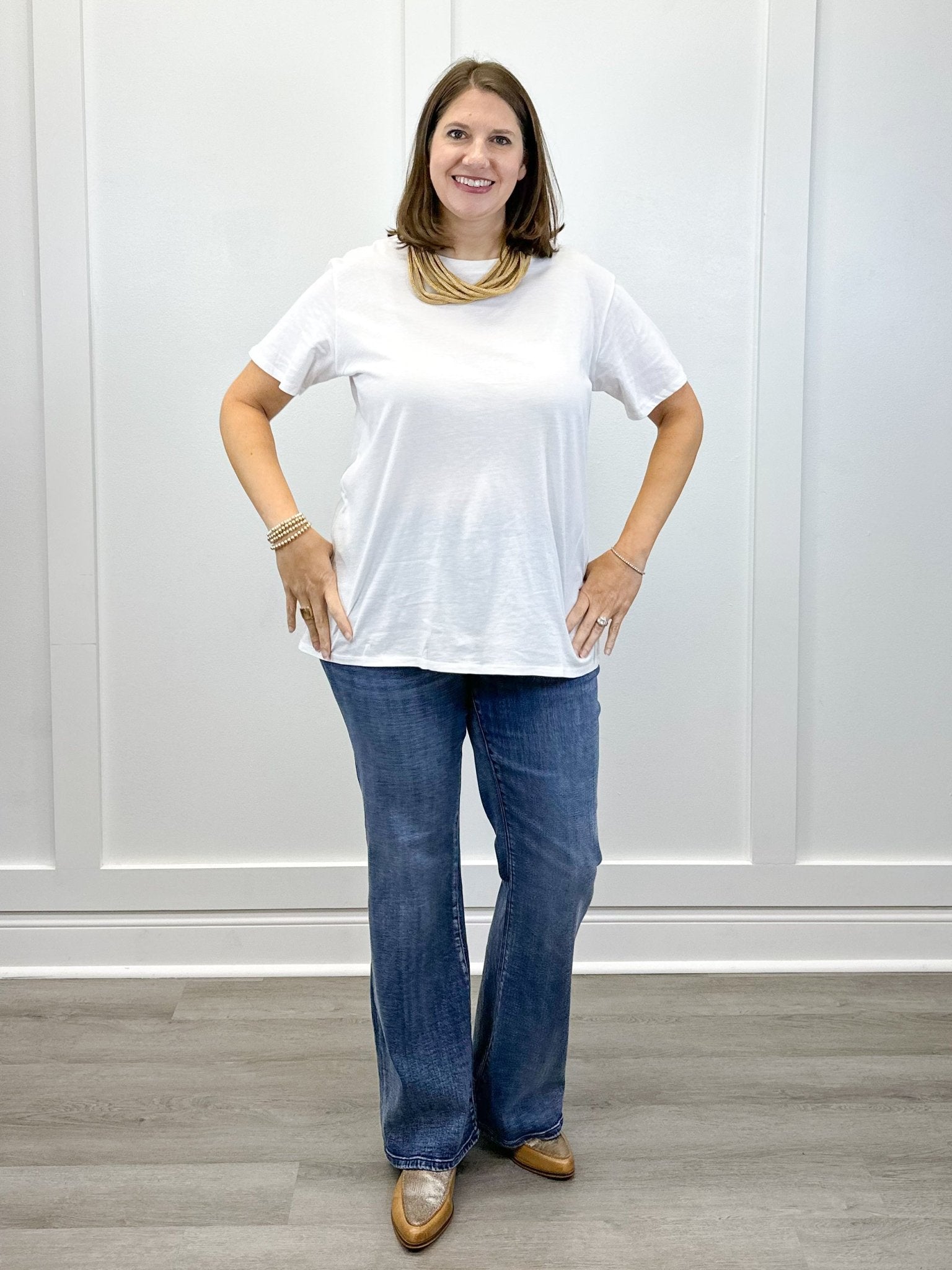 Boyfriend Round Neck Tee - White - Sugar Babies Children's Boutique/Meg's Shoppe
