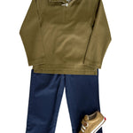 Boys 1/4 Zip Astor Pullover - Olive Boys Sweaters + Sweatshirts Pedal Kidswear