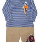 Boys All Sports Knit Shirt - Royal Blue Stripe Boys Shirts + Polos Claire & Charlie