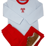 Boys Candy Cane Embroidery Pant Set Boys Sets Trotter Street Kids