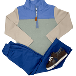 Boy's Colorblock Pullover - Blue/Green/Khaki Boys Sweaters + Sweatshirts Southbound
