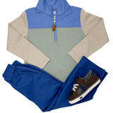 Boy's Colorblock Pullover - Blue/Green/Khaki Boys Sweaters + Sweatshirts Southbound