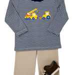 Boys Crane Knit Shirt - Navy Blue Stripe - Sugar Babies Children's Boutique/Meg's Shoppe