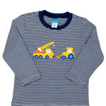Boys Crane Knit Shirt - Navy Blue Stripe - Sugar Babies Children's Boutique/Meg's Shoppe