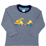 Boys Crane Knit Shirt - Navy Blue Stripe - Sugar Babies Children's Boutique/Meg's Shoppe