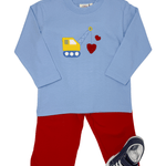 Boys Crane w/ Hearts L/S Shirt - Sky Blue Boys Shirts + Polos Luigi
