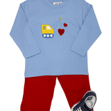 Boys Crane w/ Hearts L/S Shirt - Sky Blue Boys Shirts + Polos Luigi