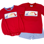 Boys Dinosaur Smocked Bubble Boys Bubbles + Rompers Three Sisters