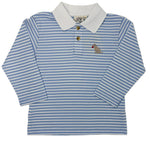 Boy's Dog w/ Heart Polo - Blue & White Stripe Boys Shirts + Polos Luigi