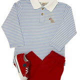 Boy's Dog w/ Heart Polo - Blue & White Stripe Boys Shirts + Polos Luigi