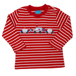 Boys Emergency Cars Knit Shirt - Red Stripe Boys Shirts + Polos Claire & Charlie
