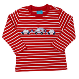 Boys Emergency Cars Knit Shirt - Red Stripe Boys Shirts + Polos Claire & Charlie