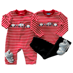 Boys Emergency Cars Romper - Red Stripe Boys Bubbles + Rompers Claire & Charlie