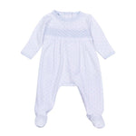 Boys Gingham Dots Smocked Footie - Lt. Blue - Sugar Babies Children's Boutique/Meg's Shoppe