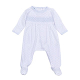 Boys Gingham Dots Smocked Footie - Lt. Blue - Sugar Babies Children's Boutique/Meg's Shoppe