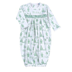 Boys Green Christmas Toile Hand Smocked Gown Baby Sleepwear Baby Loren