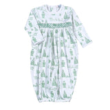 Boys Green Christmas Toile Hand Smocked Gown Baby Sleepwear Baby Loren