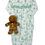 Boys Green Christmas Toile Hand Smocked Gown Baby Sleepwear Baby Loren