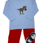 Boys Heart T-Rex L/S Shirt - Sky Blue Boys Shirts + Polos Luigi