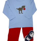 Boys Heart T-Rex L/S Shirt - Sky Blue Boys Shirts + Polos Luigi
