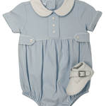Boy's Knit Bubble - Lt. Blue Boys Bubbles + Rompers Petit Bebe