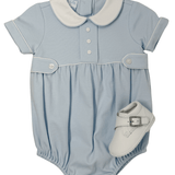 Boy's Knit Bubble - Lt. Blue Boys Bubbles + Rompers Petit Bebe