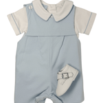 Boy's Knit Jon Jon Set w/ Shirt - Lt. Blue Boys Bubbles + Rompers Petit Bebe