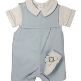 Boy's Knit Jon Jon Set w/ Shirt - Lt. Blue Boys Bubbles + Rompers Petit Bebe