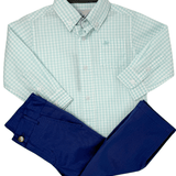 Boys L/S Dress Shirt - Mint Plaid Boys Shirts + Polos Southbound