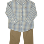 Boys L/S Dress Shirt - Navy/Tan/Lt. Blue Plaid Boys Shirts + Polos Southbound