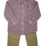 Boys L/S Dress Shirt - Red/Navy Plaid Boys Shirts + Polos Southbound
