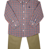 Boys L/S Dress Shirt - Red/Navy Plaid Boys Shirts + Polos Southbound