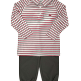Boys L/S Polo - Oatmeal/Garnet/Rock Boys Shirts + Polos Southbound