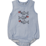Boys Patriotic Sharks Romper Boys Bubbles + Rompers Three Sisters
