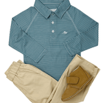 Boy's Polo LS - Blue Haze Stripe Boys Shirts + Polos Southbound