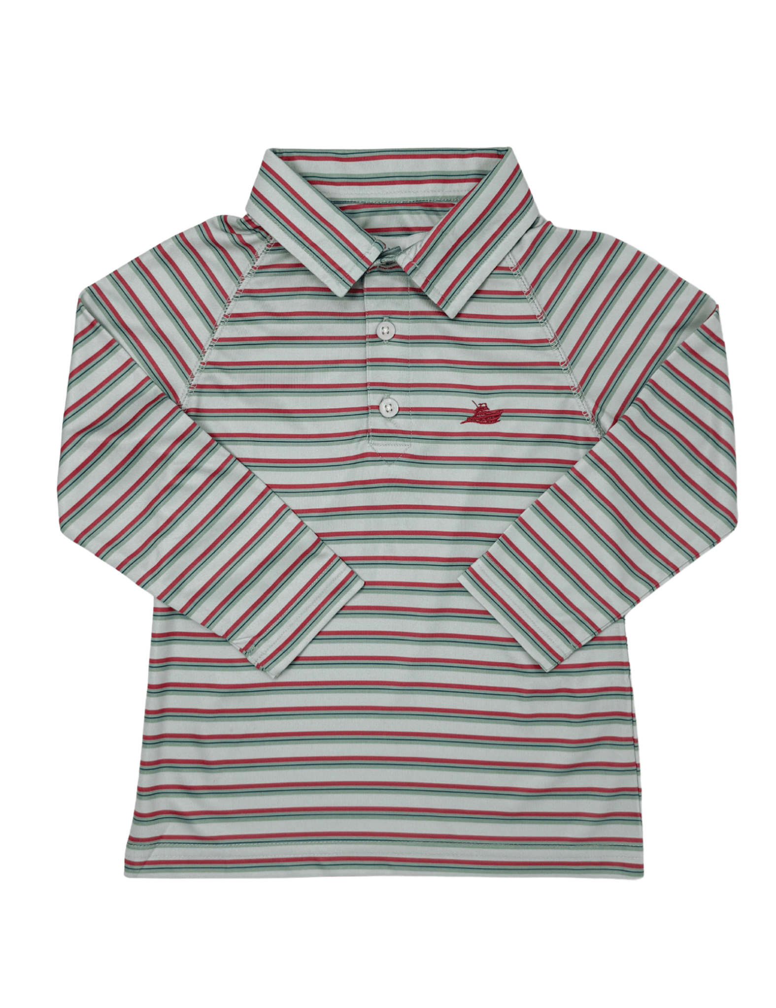 Boy's Polo LS - Mineral Red/Dew Green Boys Shirts + Polos Southbound