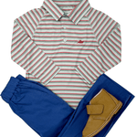 Boy's Polo LS - Mineral Red/Dew Green Boys Shirts + Polos Southbound