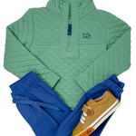 Boys Quilted Zip Pullover - Frosty Spruce Boys Sweaters + Sweatshirts Prodoh
