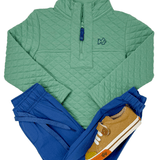 Boys Quilted Zip Pullover - Frosty Spruce Boys Sweaters + Sweatshirts Prodoh