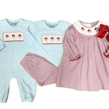 Boys Santa Smocked Romper Boys Bubbles + Rompers Three Sisters