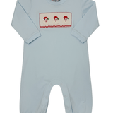 Boys Santa Smocked Romper Boys Bubbles + Rompers Three Sisters