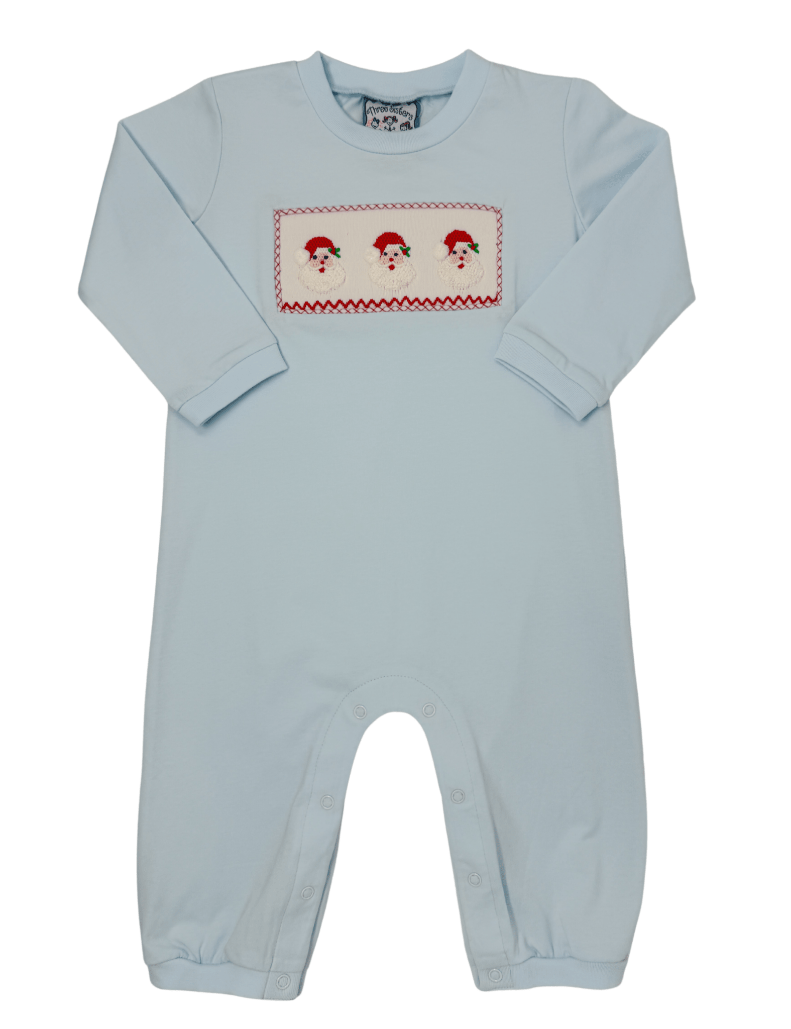 Boys Santa Smocked Romper Boys Bubbles + Rompers Three Sisters