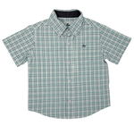 Boys S/S Dress Shirt - Grey/Teal Plaid Boys Shorts Southbound