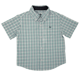 Boys S/S Dress Shirt - Grey/Teal Plaid Boys Shorts Southbound