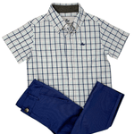 Boys S/S Dress Shirt - Navy/Purple Plaid Boys Shorts Southbound