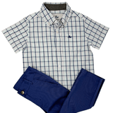 Boys S/S Dress Shirt - Navy/Purple Plaid Boys Shorts Southbound