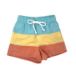 Boy's Swim Trunks - Yellow/Persimmon/Aqua Colorblock Kids Swim Southbound