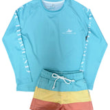 Boy's Swim Trunks - Yellow/Persimmon/Aqua Colorblock Kids Swim Southbound